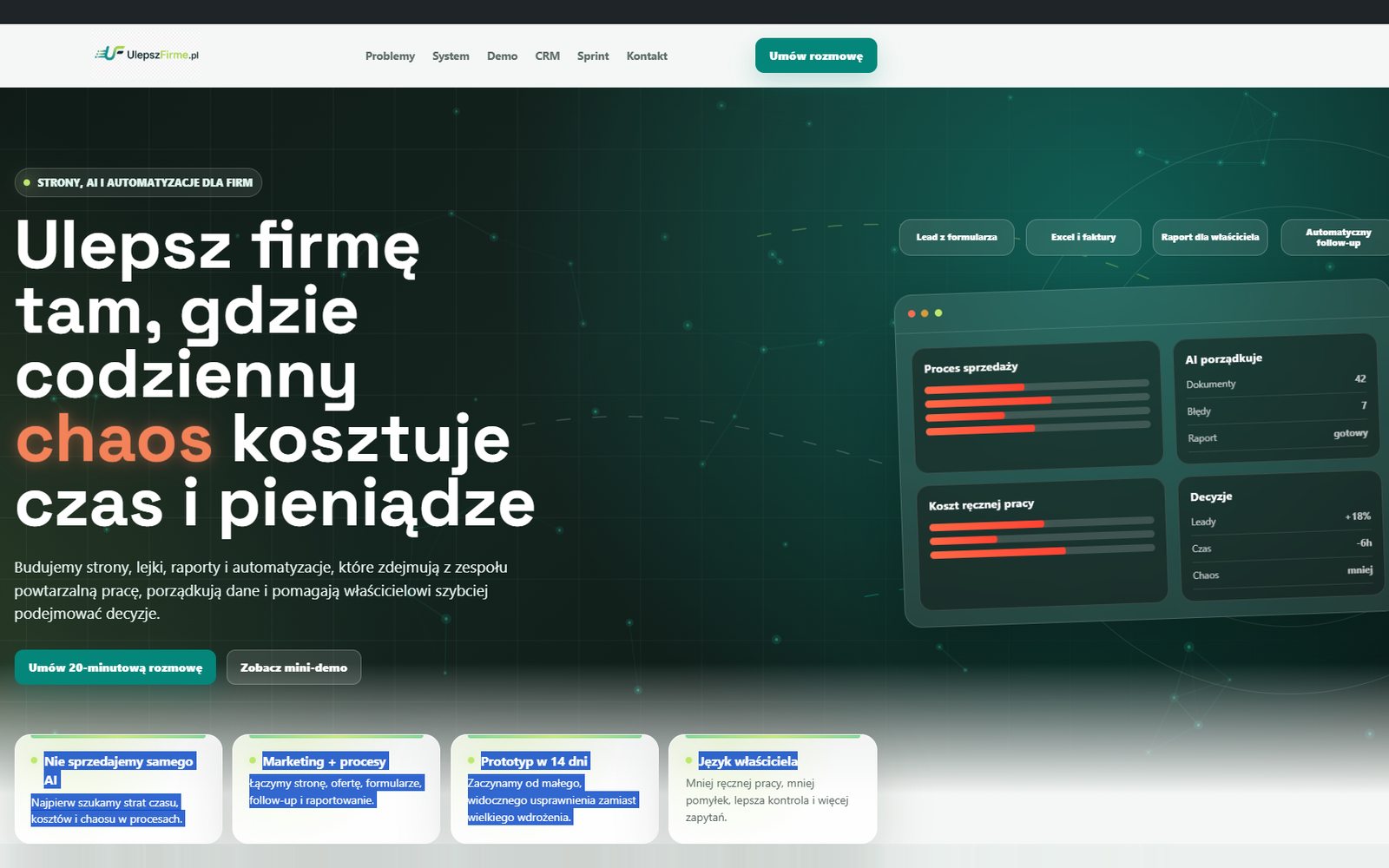 Zrzut ekranu strony UlepszFirme.pl